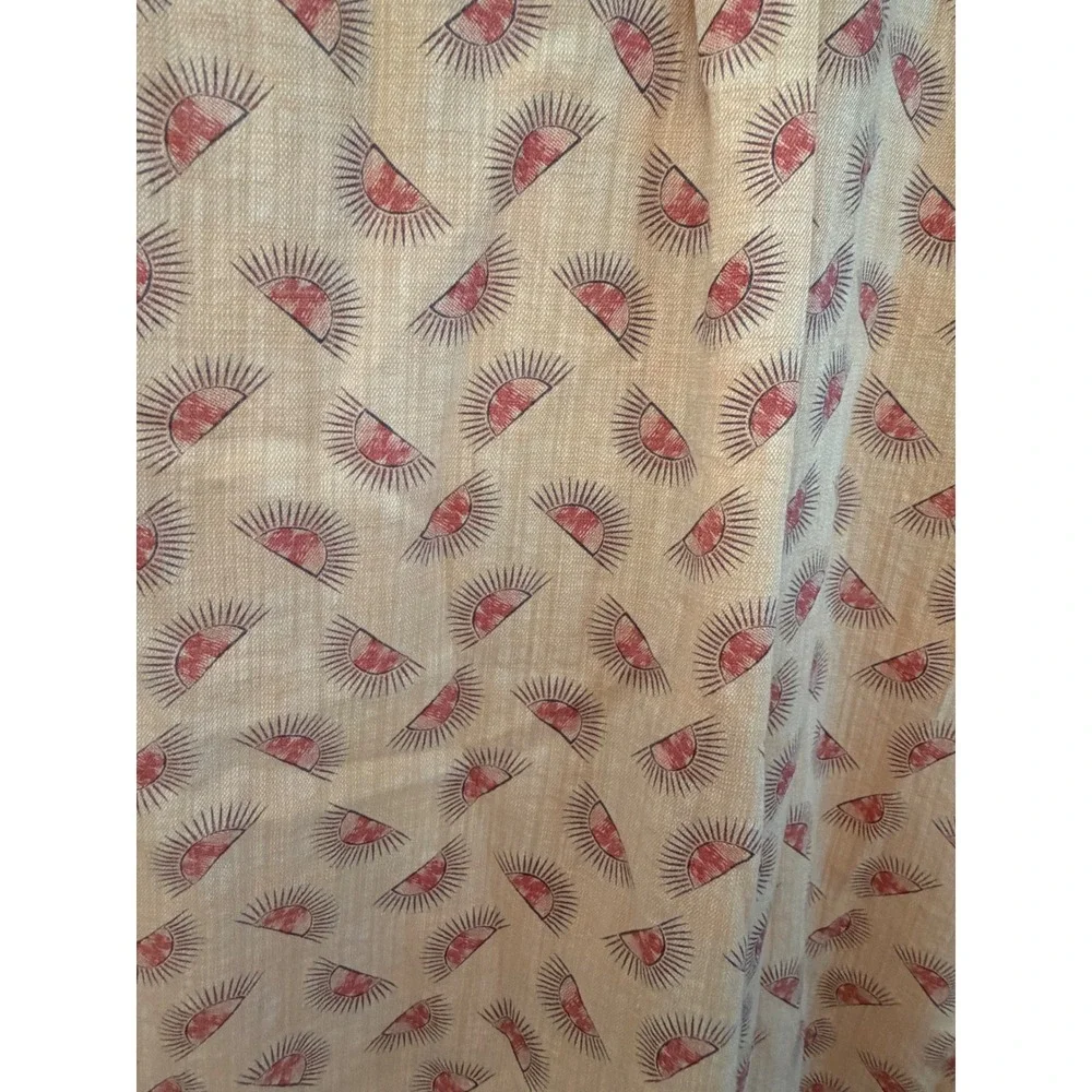 ROWM Mens XL Peach Rising Sun Print Short Sleeve Button Down Shirt Slub Texture
